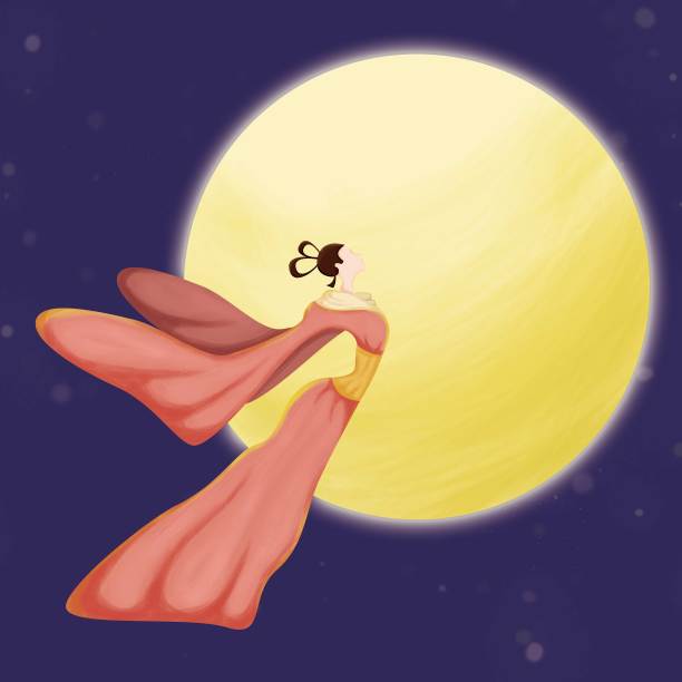 元素手绘中秋节嫦娥元素图片下载