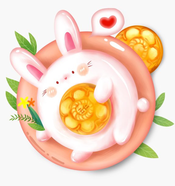 元素创意中秋之贪吃月饼的玉兔图片下载