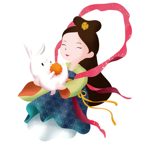 元素手绘可爱嫦娥图片下载