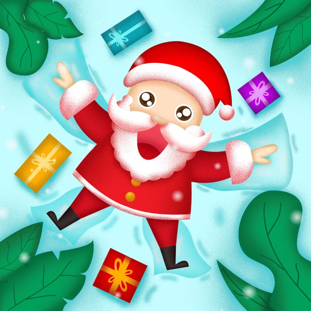 原创雪地里玩耍的圣诞老人图片下载