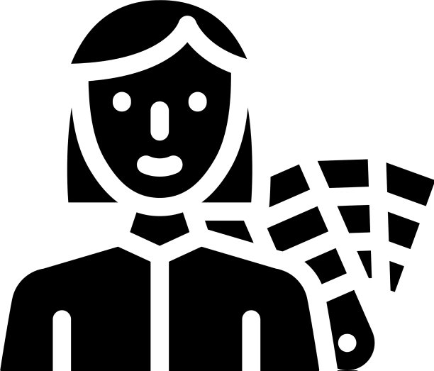 色彩设计师女性工作字形图标图片下载