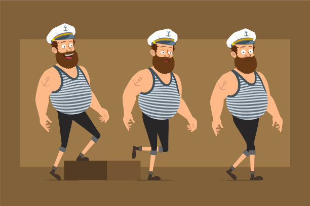 卡通扁胖水手人物集图片下载