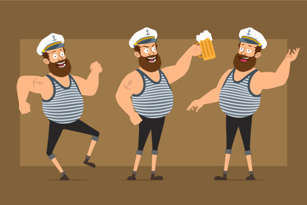 卡通扁胖水手人物集图片下载