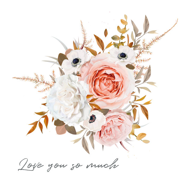 时尚的花束设计桃花玫瑰花图片下载