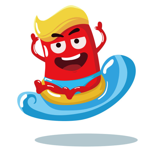 手绘划水小红包素材图片