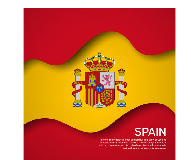 摘要挥舞西班牙国旗的剪纸风格图片下载
