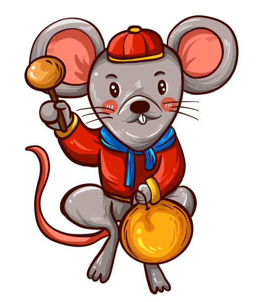 原创国潮敲锣的老鼠图片下载