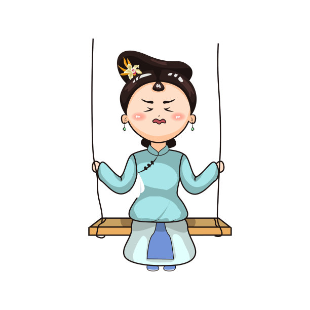 元素-古装玩秋千小女孩图片下载