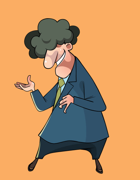 卡通人物穿着西装微笑着举手图片下载