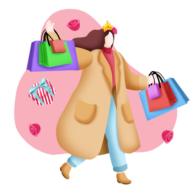 元素手绘购物女性图片下载