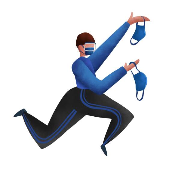 元素拿口罩的男孩素材图片