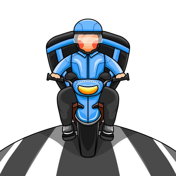 原创蓝衣快递外卖小哥在路上图片下载