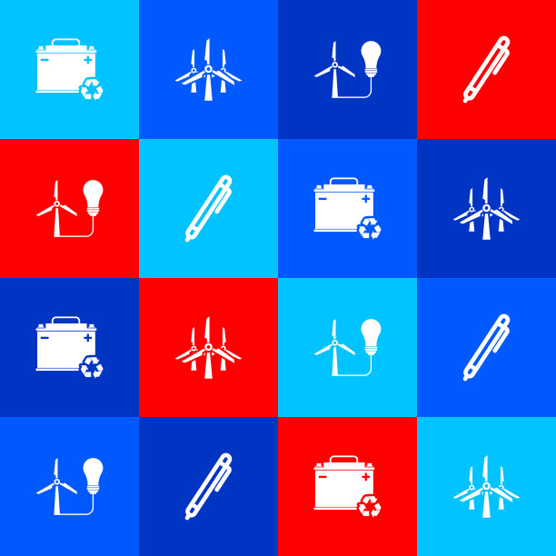 设置汽车电池与循环风力涡轮机灯图片下载