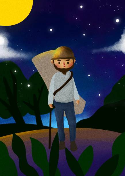 原创夜晚旅行插画图片下载