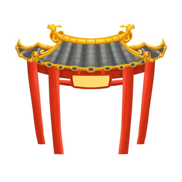 原创四柱门楼素材图片