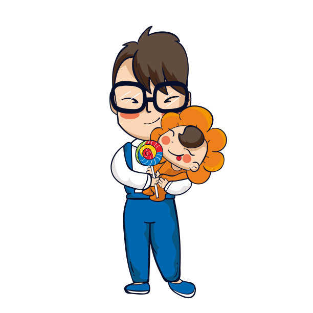 原创父亲节系列卡通之父子棒棒糖图片下载