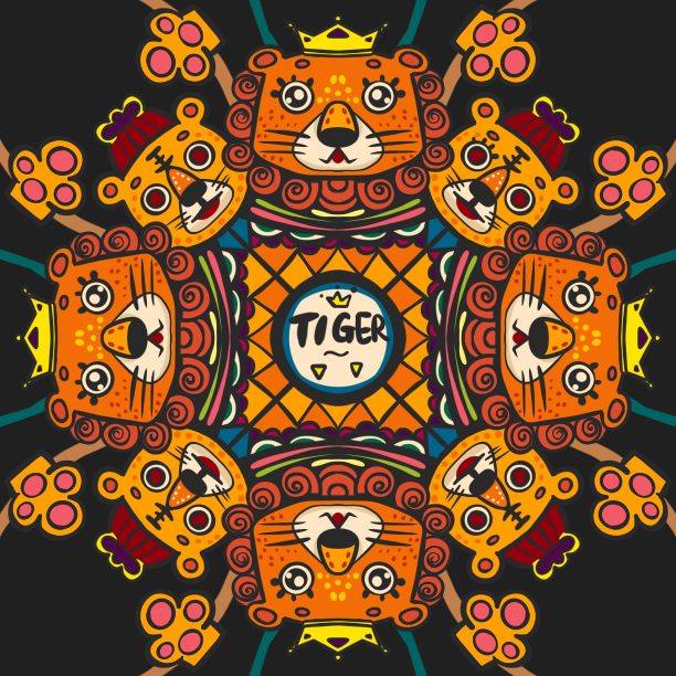 原创可爱小狮子小老虎图案素材图片