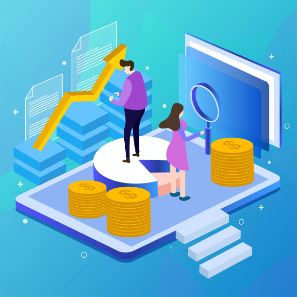 原创蓝色25D金融插画图片下载