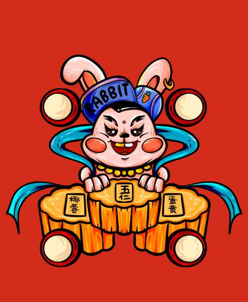 原创国潮中秋节月兔素材图片
