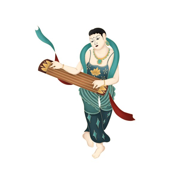 弹琴敦煌仙女图片下载