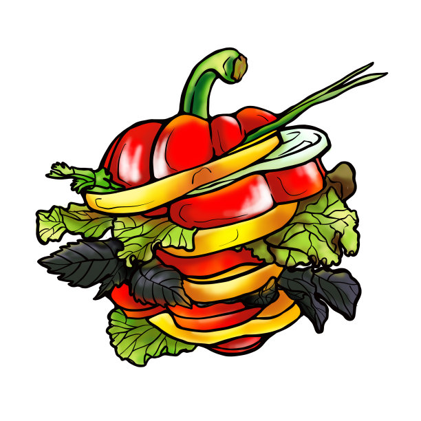 原创青椒蔬菜切面塔图片下载