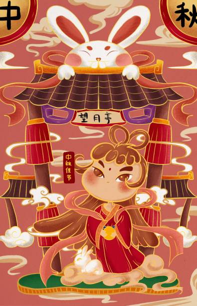 原创中秋嫦娥望月插画图片下载