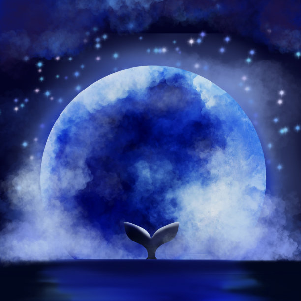 原创月球夜景鲸尾图片下载
