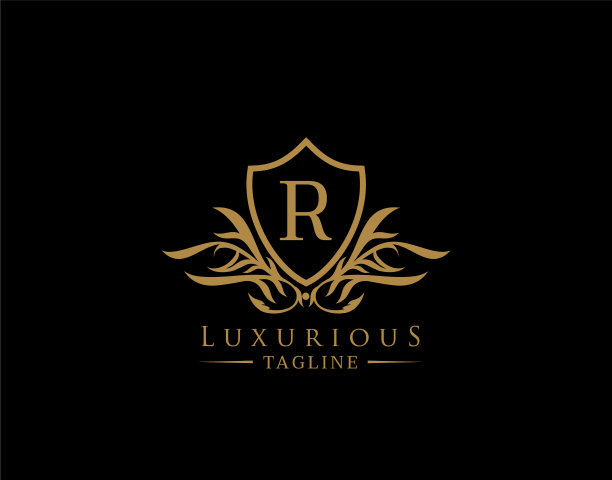 经典盾形标志与r字母盾形优雅图片下载