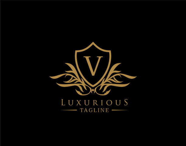 经典盾形标志与v字盾形优雅图片下载