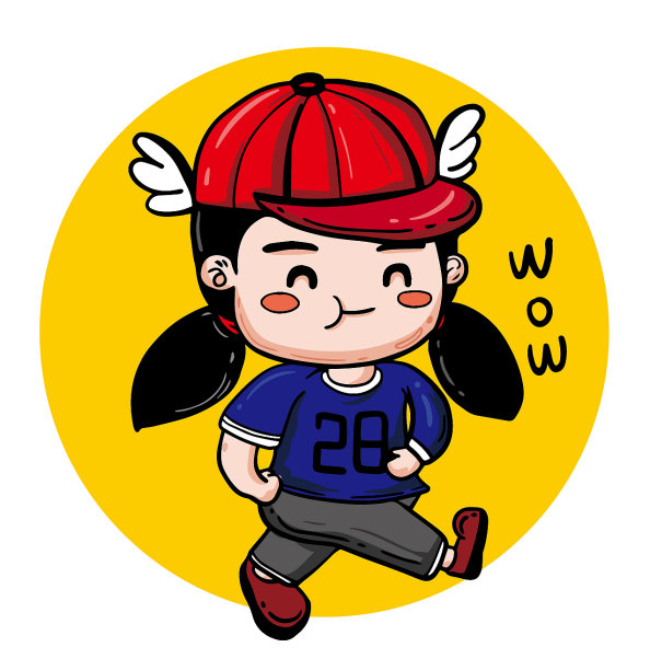 元素涂鸦跑步小女孩图片下载