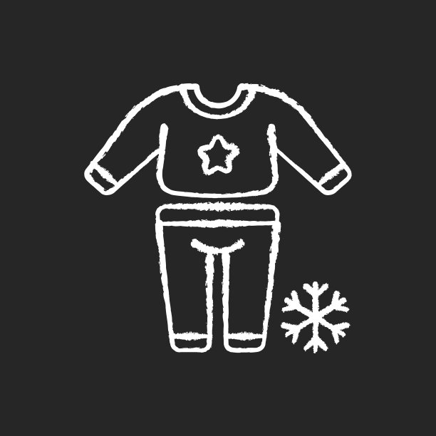 睡衣日粉笔白色图标上的黑色背景图片下载