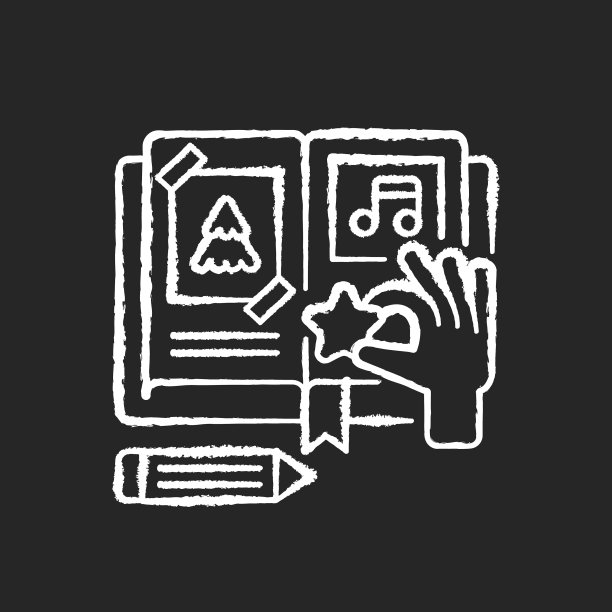 剪贴簿粉笔白色图标上的黑色背景图片下载