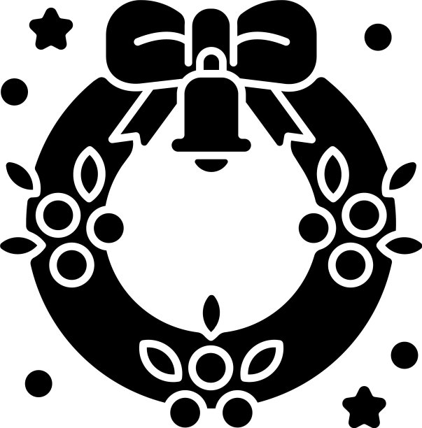 圣诞花环黑色雕象图片下载