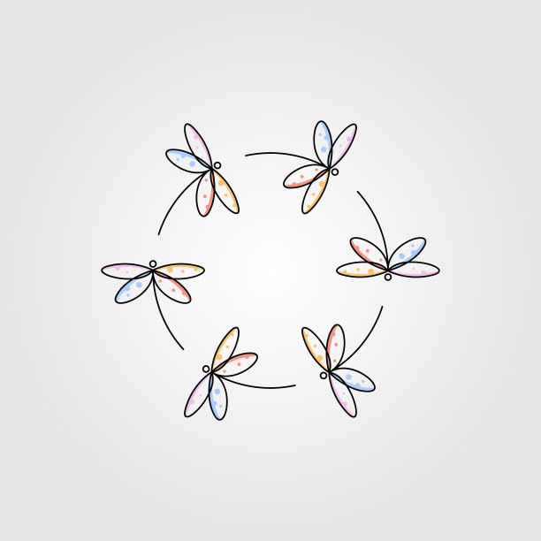 蜻蜓可爱的圆形符号设计图片下载