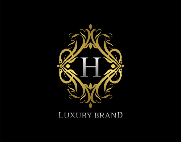 豪华金首字母h标志经典金图片下载