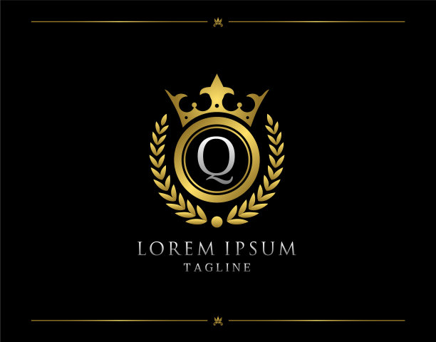 皇家女王q字母标志奢华金冠图片下载