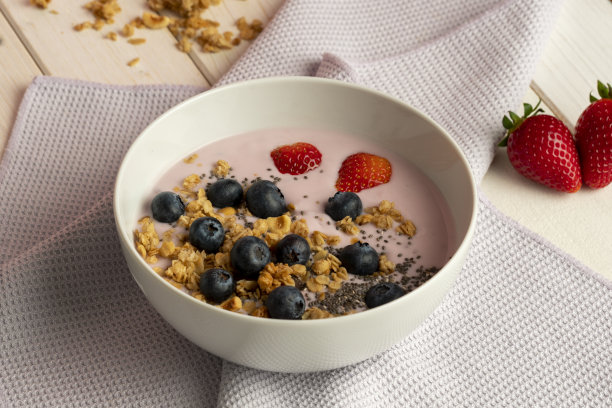 健康早餐，蓝莓燕麦片库存照片图片下载