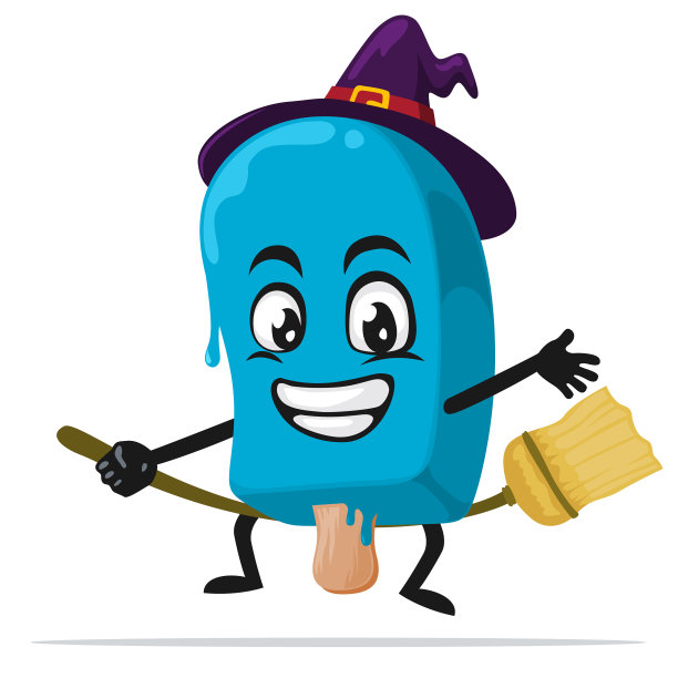 蓝色冰淇淋上的棒子吉祥物或人物图片下载