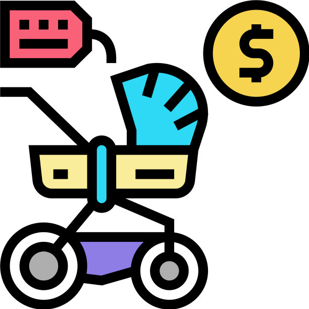 婴儿车租赁彩色图标图片下载