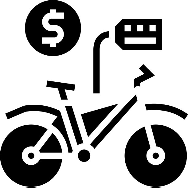 自行车出租字形图标标志图片下载