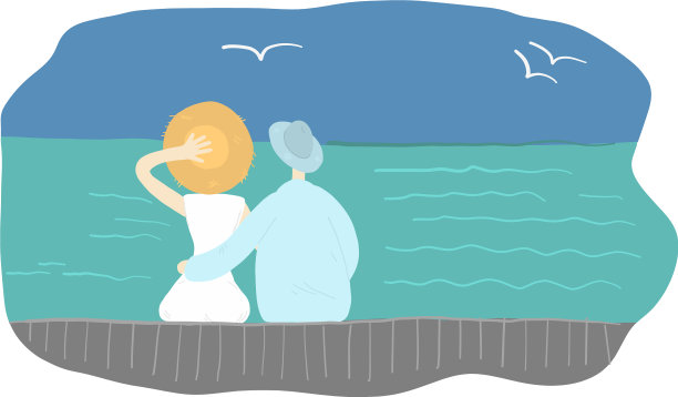 情侣在海滩度假胜地放松图片下载