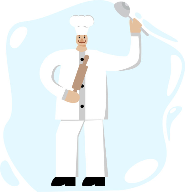 厨师厨师在蓝色的背景图片下载