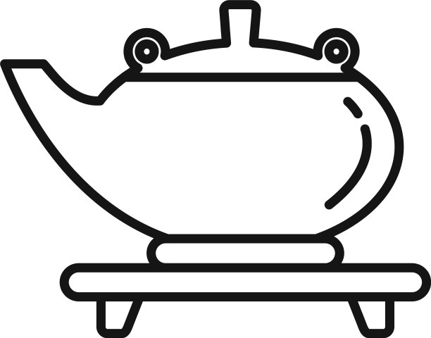 中国茶道图标轮廓风格图片下载