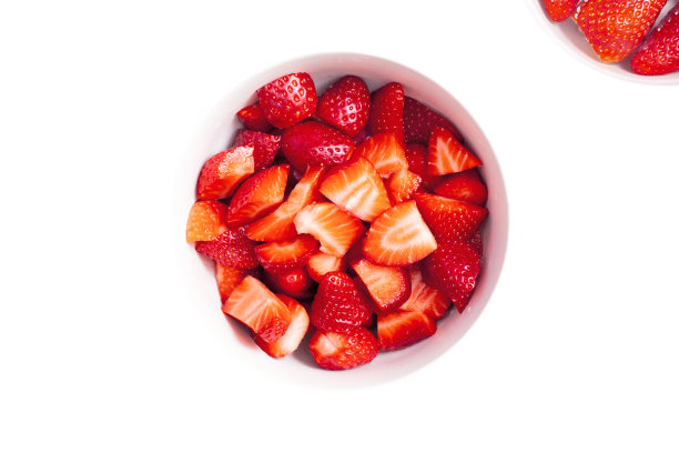 俯视图组的天然草莓。水果。图片下载