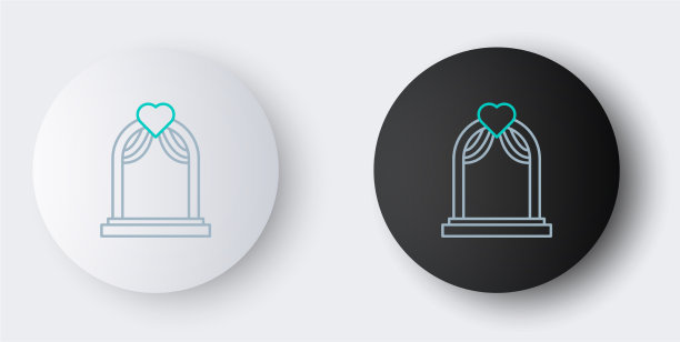 线婚礼拱门图标孤立在灰色背景图片下载