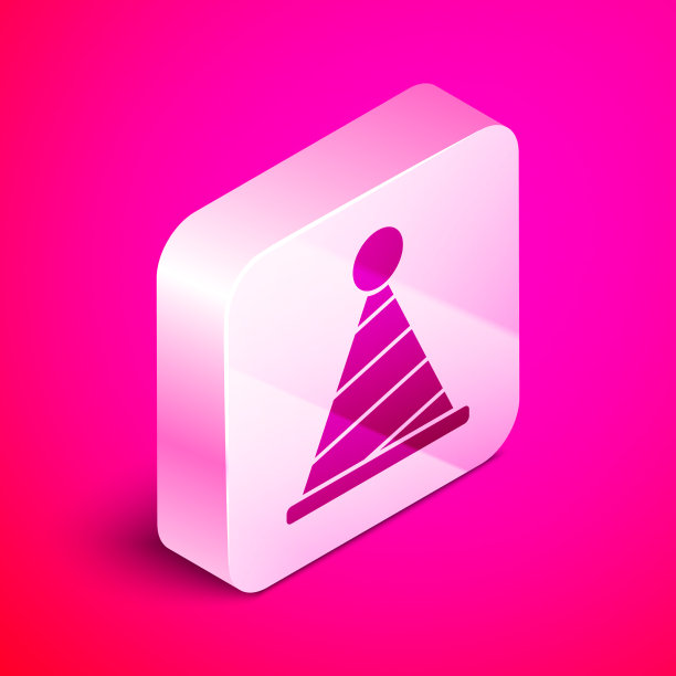 等距派对帽图标孤立在粉红色图片下载