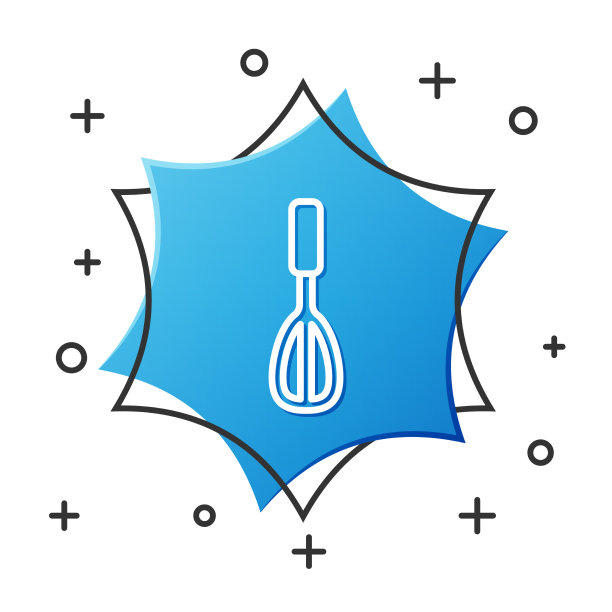 白色线厨房打蛋器图标孤立在白色图片下载