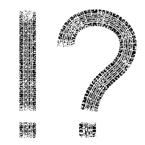 以问号和感叹号的形状收集梯度轮胎印图片下载