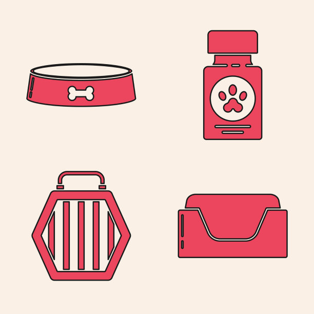 设宠物床、宠物食碗、狗药瓶图片下载