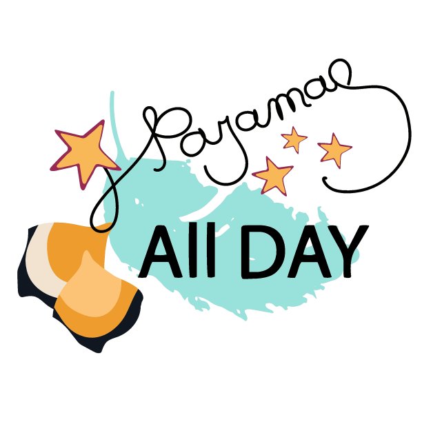 印有印有绿松石羽毛背景的睡衣派对、枕头和星星的字母睡衣一整天图片下载